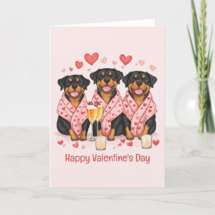 Happy Valentines Day Rottweiler Dogs Holiday Card