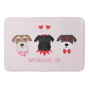Happy Valentines Day Schnauzer Dogs Bath Mat