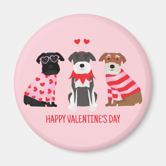 Happy Valentines Day Schnauzer Dogs Magnet (Front)