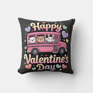 Happy Valentine's Day School Bus Cushion