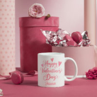 Happy Valentine's Day Script Cute Pink Hearts