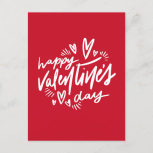 Happy Valentine's Day script Red and White Postcard