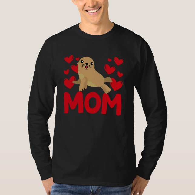 Happy Valentine's Day Sea Lion Mom Mothers Day Val T-Shirt (Front)