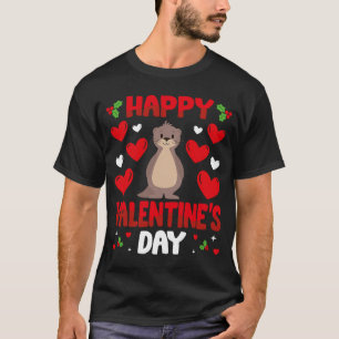 Happy Valentines Day Sea Otter Heart Love Animal L T-Shirt