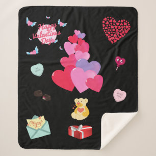 Happy Valentine's Day Sherpa Fleece Blanket. Sherpa Blanket
