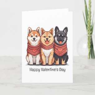 Happy Valentines Day Shiba Inu Dogs Holiday Card