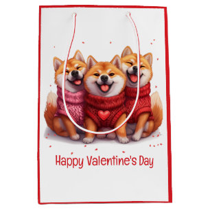 Happy Valentines Day Shiba Inu Dogs Medium Gift Bag