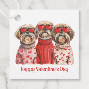 Happy Valentines Day Shih Tzu Dogs Favour Tags