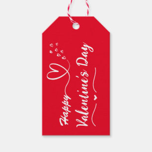 Happy Valentines Day Simple Red & White Gift Tag