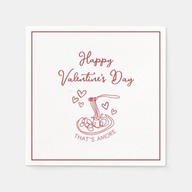 Happy Valentine's Day Simple That's Amore Red Napkin (Front)
