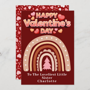 Happy Valentine's Day Sister pesonalized Rainbow Holiday Card