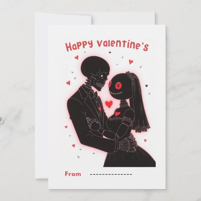 Happy Valentine's Day Skeleton Couple Card (Front)