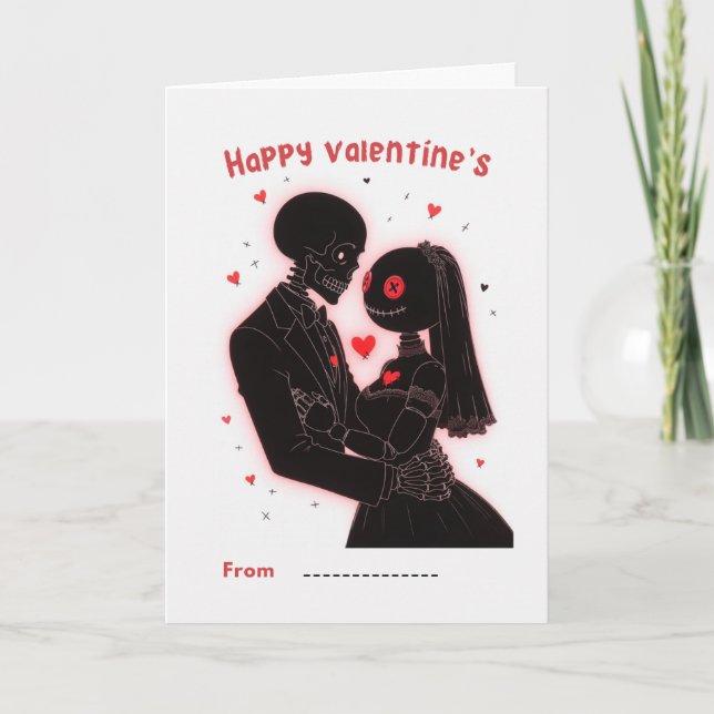 Happy Valentine's Day Skeleton Couple Card (Front)