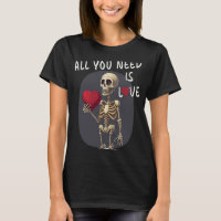 Happy Valentine's Day skeleton Red heart need Love