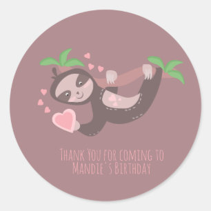 Happy Valentine's Day Sloth Hearts Birthday Classic Round Sticker