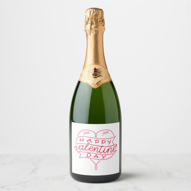 Happy Valentine's Day Sparkling Wine Label (Front)