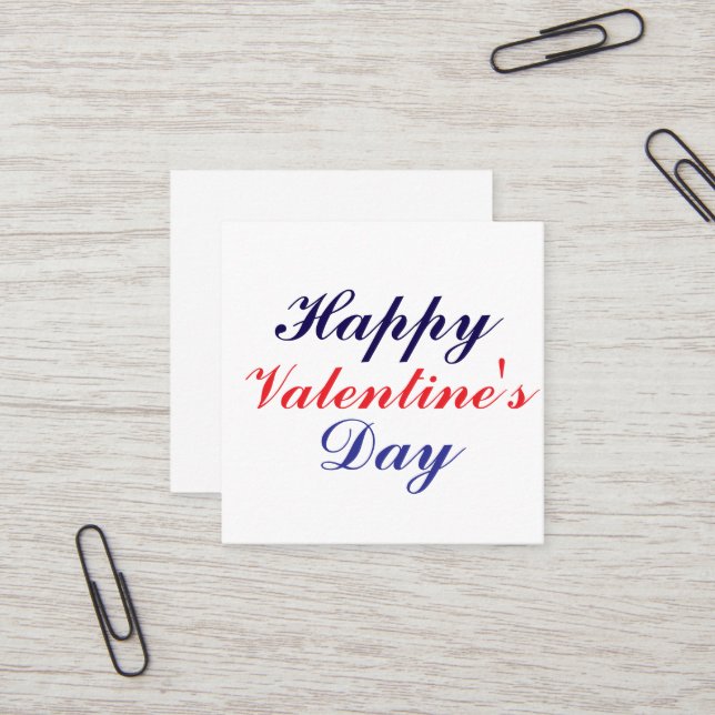 Happy Valentine's Day Square Business Card (Front/Back In Situ)