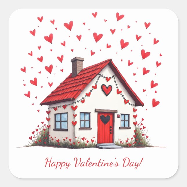 Happy Valentine's Day! Square Sticker (Front)