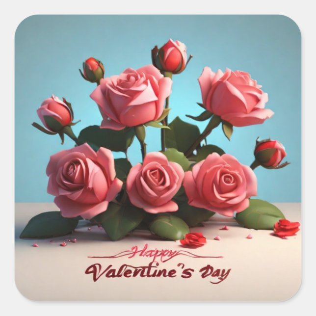 Happy Valentine's Day Square Sticker (Front)