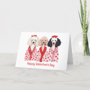 Happy Valentines Day Standard Poodle Dogs Holiday Card