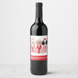 Happy Valentines Day Standard Poodle Dogs Wine Label