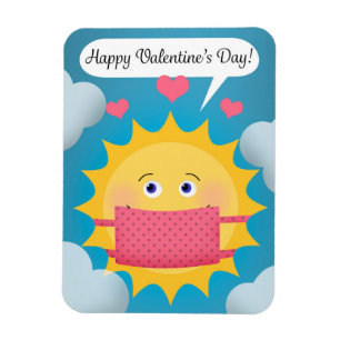 Happy Valentine's Day Sunshine in Covid Face Mask Magnet