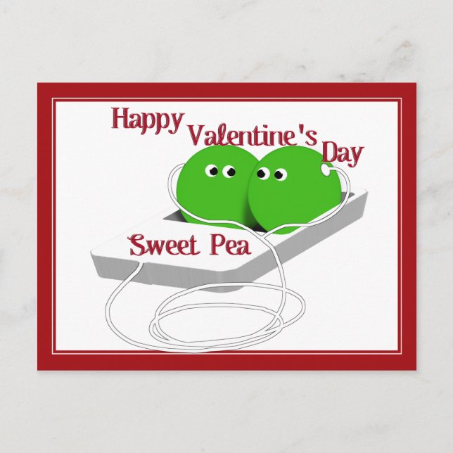 Happy Valentine's Day,  Sweet Pea Holiday Postcard (Front)