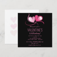 Happy Valentine's Day, sweet pink hearts, Invitat