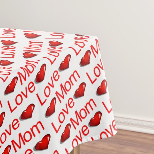 Happy Valentine's Day Tablecloth Love Mum Hearts (In Situ)