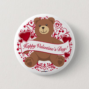 Happy Valentine's Day! Teddy Bear 6 Cm Round Badge