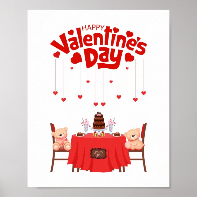 Happy Valentine's Day Teddy Bear Design Wall Decor (Front)