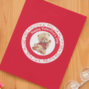 Happy Valentine's day Teddy Bear Hearts Classic Round Sticker