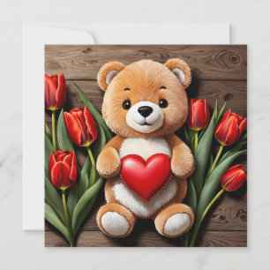 Happy Valentine's Day Teddy Bear Holiday Card