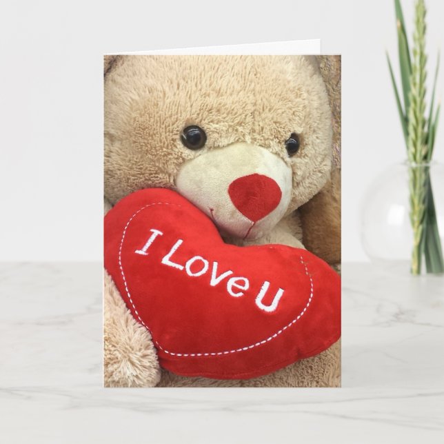 Happy Valentine's Day Teddy Bear Holiday Card (Front)