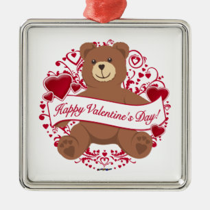 Happy Valentine's Day! Teddy Bear Metal Tree Decoration