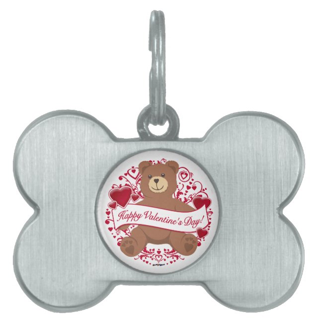 Happy Valentine's Day! Teddy Bear Pet ID Tag (Front)