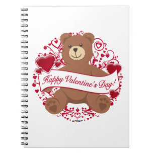 Happy Valentine's Day! Teddy Bear Spiral Notebook