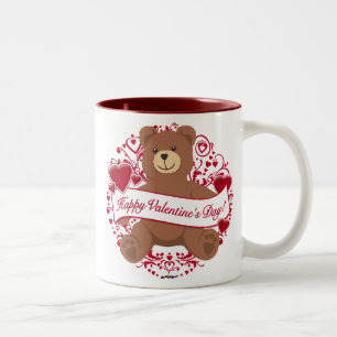 Happy Valentine's Day! Teddy Bear Two-Tone Coffee Mug