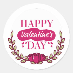 Happy Valentine's Day Text Classic Round Sticker