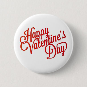 Happy Valentine's Day Text Design 6 Cm Round Badge