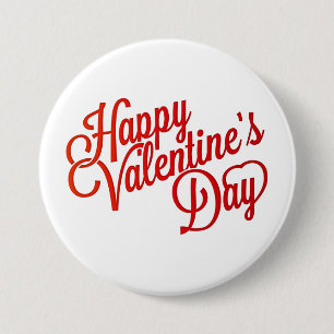 Happy Valentine's Day Text Design Pinback Button