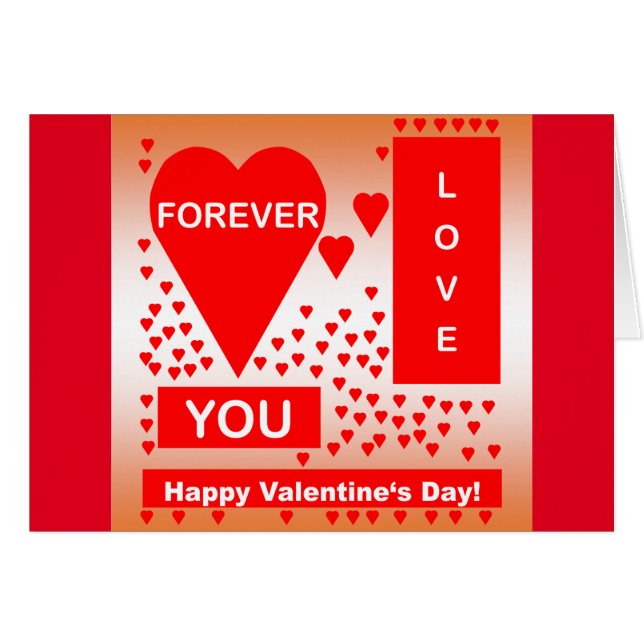 Happy Valentine's Day Text Forever Love Hearts Red (Front Horizontal)