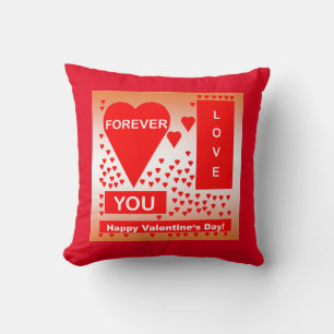 Happy Valentine's Day Text Forever Love Hearts Red Cushion