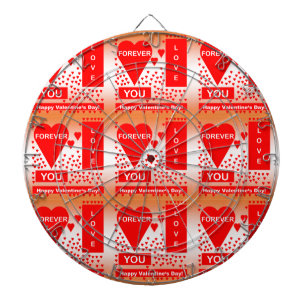 Happy Valentine's Day Text Forever Love Hearts Red Dartboard