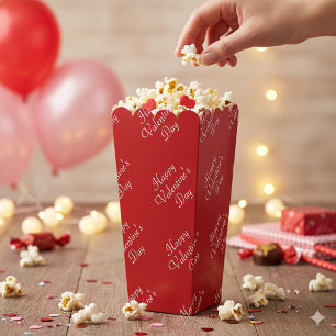 Happy Valentines Day Text Pattern Stylish Popcorn Favour Box
