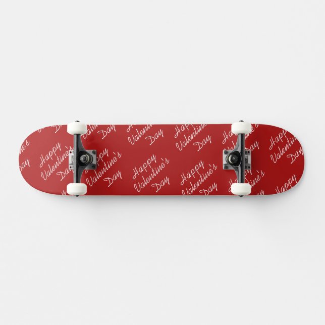Happy Valentines Day Text Pattern Stylish Skateboard (Horz)