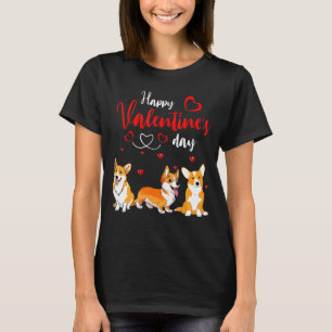 Happy Valentine's Day Three Cute Corgi Dogs Lover T-Shirt