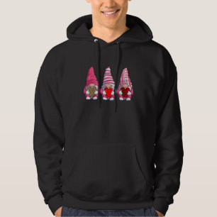 Happy Valentine's Day Three Gnomes Holding Hearts  Hoodie