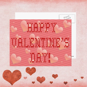 Happy Valentine's Day Tiny Heart Shaped Font Holiday Postcard