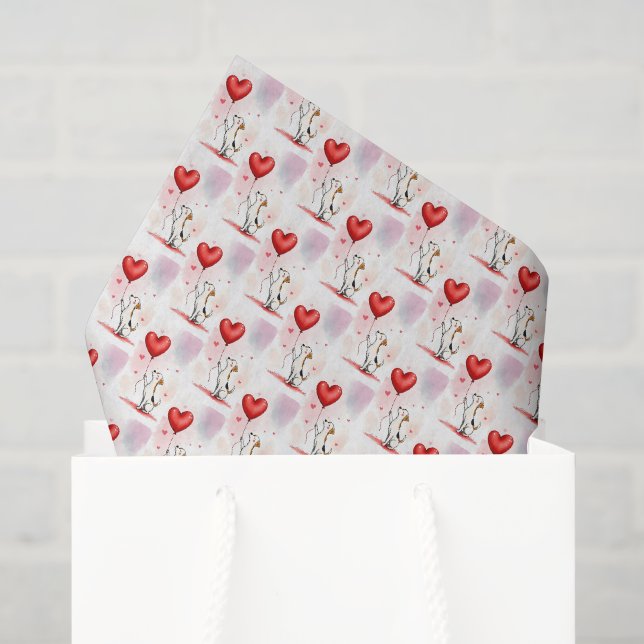 Happy Valentine's Day Tissue Paper Dog Hearts (Gift Bag)
